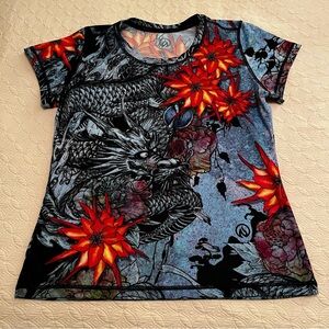INKnBURN Blue Ryu Dragon Women’s Short Sleeve Tech Running Shirt (size XL)